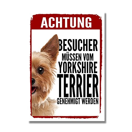 Yorkshire Terrier Genehmigung Dog Schild Spruch Türschild Hundeschild Warnschild von siviwonder