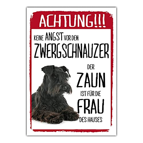 Zwergschnauzer Schwarz Dog Schild Achtung Zaun Frau Spruch Türschild Hundeschild Warnschild Fun von siviwonder