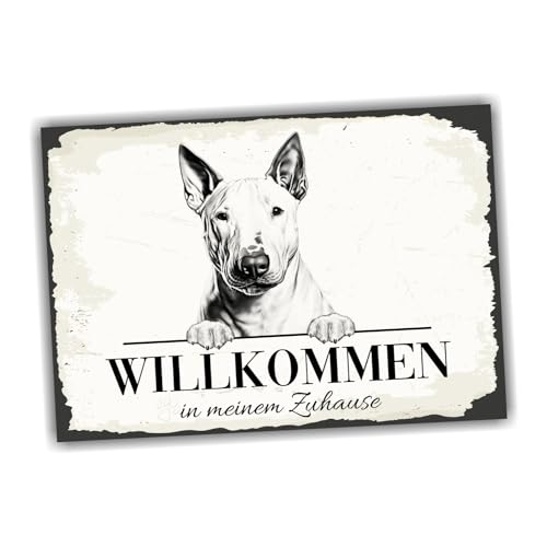 siviwonder Hundeschild Willkommen Zuhause Bullterrier Bully No.1 Dog Schild Spruch Türschild Warnschild Geschenkidee schöner Spruch Hundemotiv Aluminium Wetterfestes Hundeschild von siviwonder