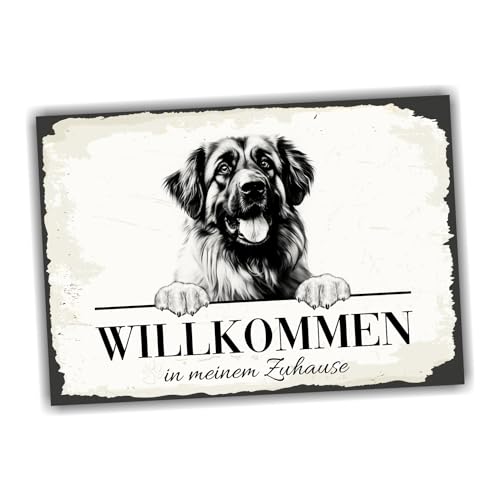 siviwonder Hundeschild Willkommen Zuhause Leonberger Leo No.1 Dog Schild Spruch Türschild Warnschild Geschenkidee schöner Spruch Hundemotiv Aluminium Wetterfestes Hundeschild von siviwonder