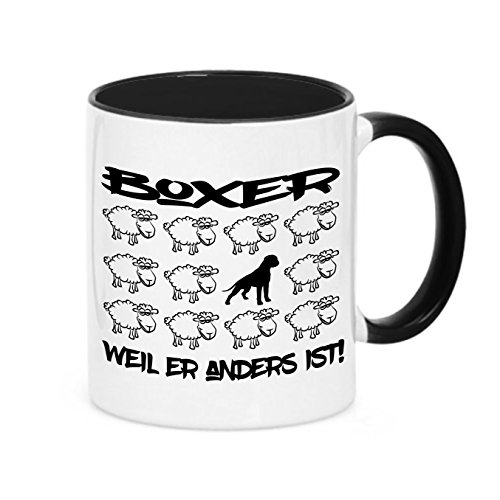 siviwonder Tasse Black Sheep - Boxer Deutscher - Hunde Fun Schaf Kaffeebecher von siviwonder