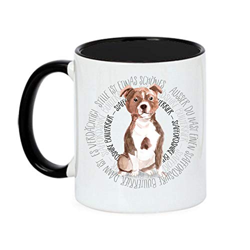 siviwonder Tasse Circle - Staffordshire Bullterrier - Watercolor Dogs Hundemotiv Fun Kaffeebecher von siviwonder