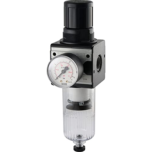 Fittingteile - Druckregler Baureihe 1-1600 l/min - Druckminderer Druckluftregler (Gewinde: G 1/4" - Ablass: Halbautomatisch - Regelbereich: 0,5-16 bar) von siwerk