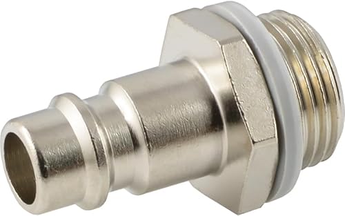 Fittingteile - G 1/2" Kupplungsstecker mit Außengewinde NW 7,2 Messing vernickelt - Standardkupplung Stecknippel inkl. Dichtungsring Druckluftanschluss von siwerk