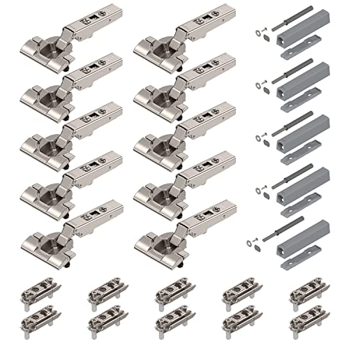 10 x siwitec Blum CLIP top 110° Scharnier INSERTA mit TIP-ON, vernickelt, Eckanschlag, inkl. geraden Exzenter-Montageplatten von siwitec