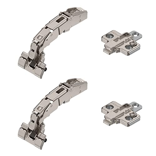 2 x siwitec Blum CLIP top BLUMOTION 155° Scharnier INSERTA mit Feder, Softclose, vernickelt, Mittelanschlag, inkl. Kreuzmontageplatten von siwitec