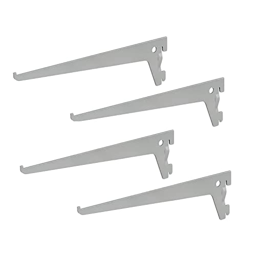 4 x siwitec Einlochträger 350 x 50 mm in Aluweiss, Regalhalter für ein Regalschienensystem von siwitec