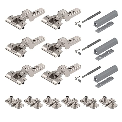 6 x siwitec Blum CLIP top 110° Scharnier INSERTA mit TIP-ON, vernickelt, Innenanschlag, inkl. Exzenter-Kreuzmontageplatten von siwitec