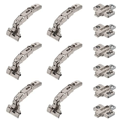 6 x siwitec Blum CLIP top BLUMOTION 155° Scharnier INSERTA mit Feder, Softclose, vernickelt, Eckanschlag, inkl. Kreuzmontageplatten von siwitec