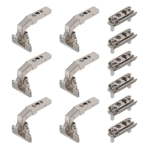 6 x siwitec Blum CLIP top BLUMOTION 95° Stollenscharnier zum Anschrauben mit TIP-ON, vernickelt, Innenliegend, inkl. geraden Exzenter-Montageplatten von siwitec