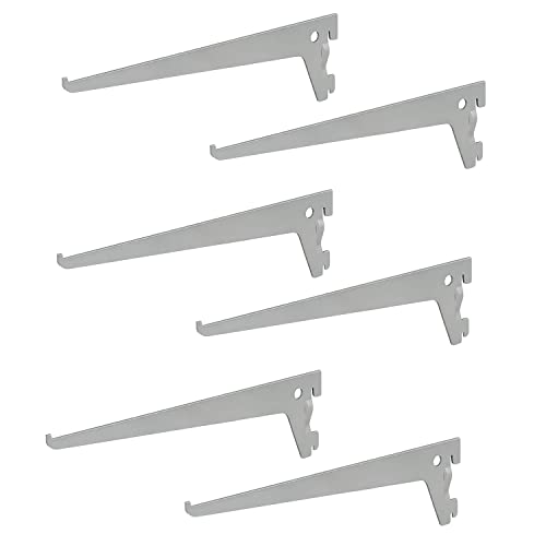6 x siwitec Einlochträger 250 x 50 mm in Aluweiss, Regalhalter für ein Regalschienensystem von siwitec