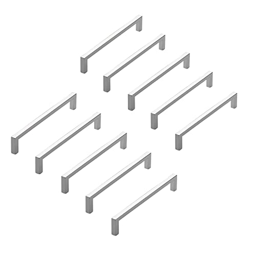 siwitec 10x Möbelgriffe 2108 Chrom glänzend mit 160 mm Lochabstand, eckig Schrankgriffe, inkl. Schrauben von siwitec