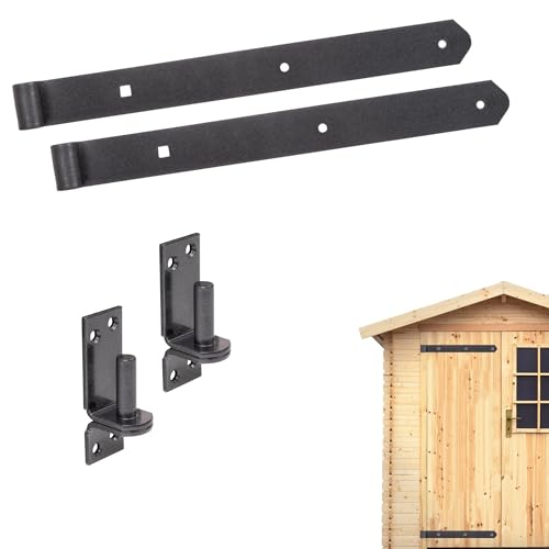 siwitec 2er Set Duravis Ladenband 400 mm mit engen Kloben, Ø13 mm, schwarzdiamant, ger/abger., witterungsbeständig, Torband, Türband Gartentor, Torscharnier von siwitec
