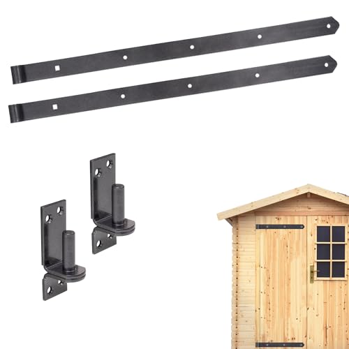 siwitec 2er Set Duravis Ladenband 800 mm mit engen Kloben, Ø13 mm, schwarzdiamant, ger/abger., witterungsbeständig, Torband, Türband Gartentor, Torscharnier von siwitec