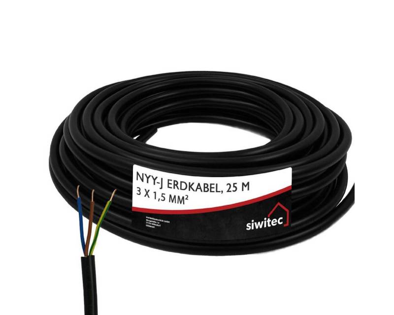 siwitec siwitec NYY-Kabel, NYY-J 3 x 1,5 mm2, 25 m Erdkabel, (2500 cm) von siwitec