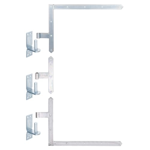 siwitec 400 x 600 mm Tor-Winkelband-Set oben und unten mit 300 mm Mittelband und verstellbaren Kloben, Ø 16 mm, Ladenband mit Kloben, Türband, Torband, Winkelscharnier von siwitec