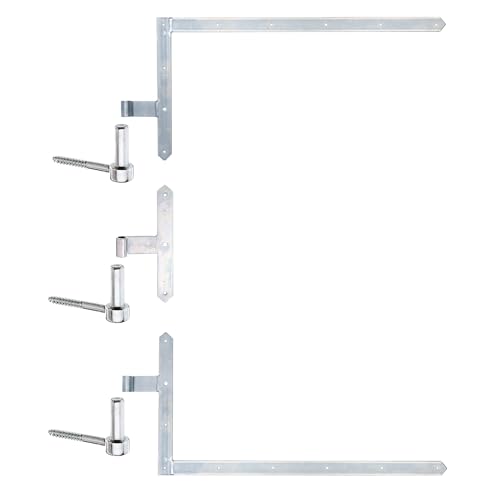siwitec 400 x 800 mm Tor-Winkelband-Set oben und unten mit 300 mm Mittelband und individuell festschraubbaren Kloben, Ø 16 mm, Ladenband mit Kloben, Türband, Torband, Winkelscharnier von siwitec