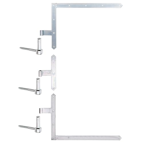 siwitec 400 x 800 mm Tor-Winkelband-Set oben und unten mit 300 mm Mittelband und individuell festschraubbaren Kloben, Ø 16 mm, Ladenband mit Kloben, Türband, Torband, Winkelscharnier von siwitec