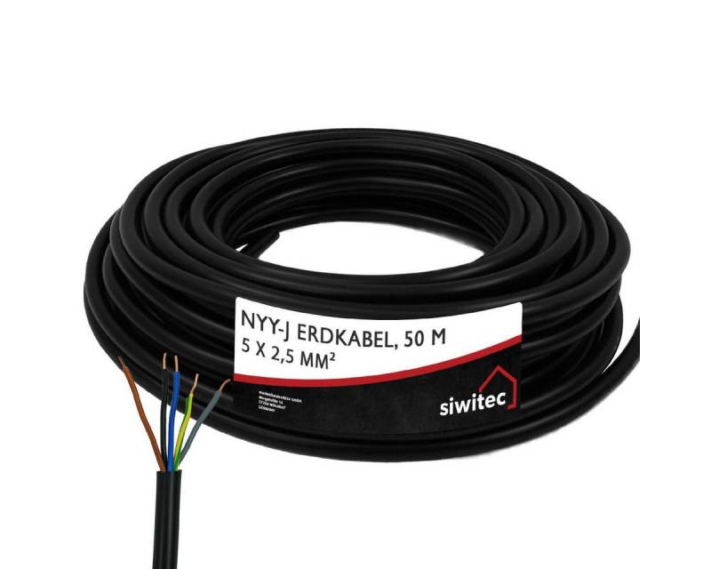 siwitec siwitec NYY-Kabel, NYY-J 5 x 2,5 mm2, 50 m Erdkabel, NYY-Kabel, (5000 cm) von siwitec