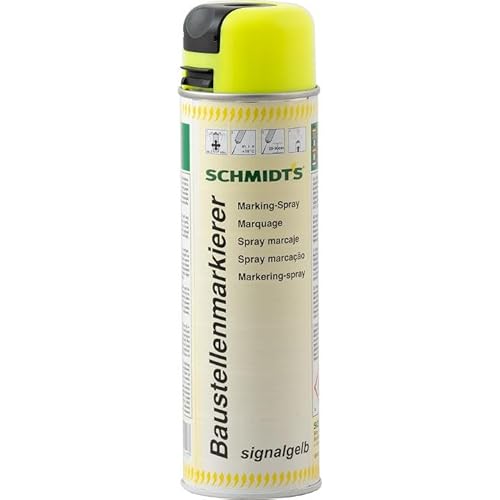siwitec 6 x by SCHMIDT's Baustellenmarkierer Signalgelb 560ml VOC=89,7%, Markierungsspray für Hoch- und Tiefbau, Baustellen, Forst und Straßenbau, Farbspray mit 360° Ventil für sauberes markieren von siwitec