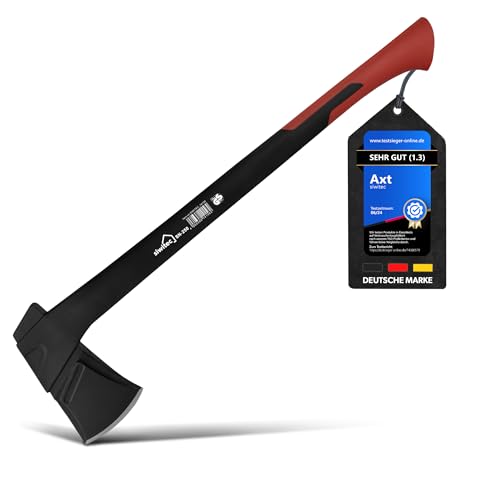 siwitec Axt SN-250 inkl. Klingenschutz, Spaltaxt mit 2500 Gramm Kopfgewicht, Axt zum Holz spalten mit glasfaserverstärktem Kunststoff-Stiel und C45 Carbon Klinge, Spalthammer von siwitec