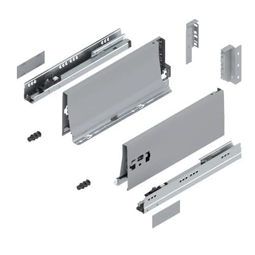 siwitec Blum TANDEMBOX antaro Innenschubkasten K Vollauszug Grau RAL 9006 |Schubladenschiene 300 mm Nennlänge | Belastbarkeit bis 30 kg | BLUMOTION Soft-Close | Küchenschublade von siwitec