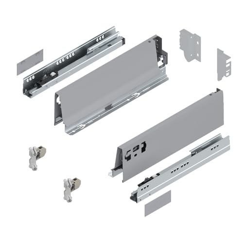 siwitec Blum TANDEMBOX antaro Schubkasten M Vollauszug Grau RAL 9006 | Schubladenschiene 270 mm Nennlänge | Belastbarkeit bis 30 kg | BLUMOTION Soft-Close | INSERTA von siwitec