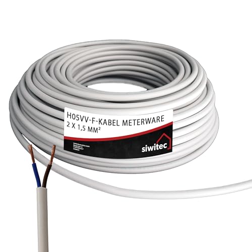 siwitec H05VV-F Kabel 2x1,5mm², 300/500V, 25 m, PVC, 7,4mm Außendurchmesser, Schlauchleitung, Mittlere Mechanische Beanspruchung, Gerätekabel für Elektro-Geräte siwitec H05VV-F Kabel 2x1,5mm², 300/500V, 25 m, PVC, 7,4mm Außendurchmesser, Schlauchleitung, Mittlere Mechanische Beanspruchung, Gerätekabel für Elektro-Geräte von siwitec