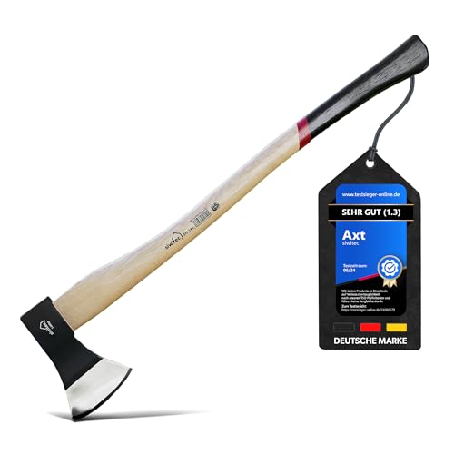 siwitec Holzaxt SH-140, Axt mit Hickory-Stiel und C45 Carbon Klinge, Länge: 80,3 cm, Kopfgewicht: 1400 g, Spaltaxt Holz, Universalaxt, Beil von siwitec