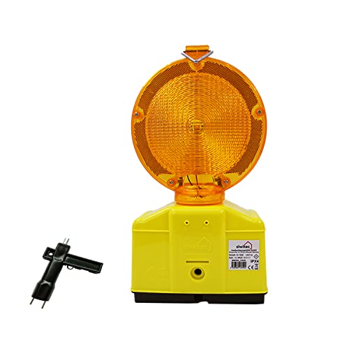 siwitec LED Baustellenleuchte gelb mit automatischer Dämmerungsfunktion und Lampenschlüssel, LED Warnleuchte zur Baustellenabsicherung siwitec LED Baustellenleuchte gelb mit automatischer Dämmerungsfunktion und Lampenschlüssel, LED Warnleuchte zur Baustellenabsicherung von siwitec
