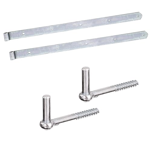 siwitec Ladenband 700 mm, 2er Set mit individuell einschraubbarem Kloben, Ø13 mm, gerade/abgerund., witterungsbeständig, Torband, Türband Gartentor, Torscharnier von siwitec