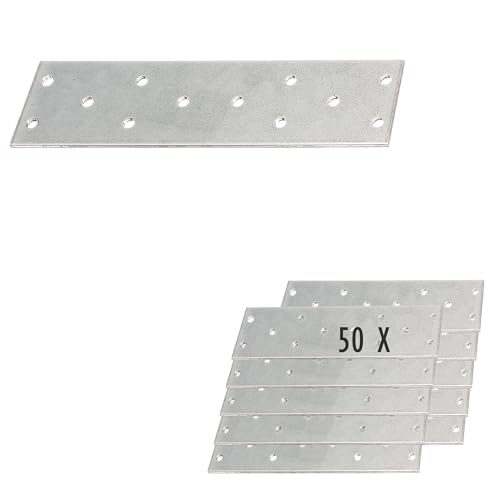 siwitec Lochplatten aus sendzimirverzinktem Stahl | 155 x 40 mm | 50 Stück | witterungsbeständige Holzverbinder | Verbindungsplatten von siwitec