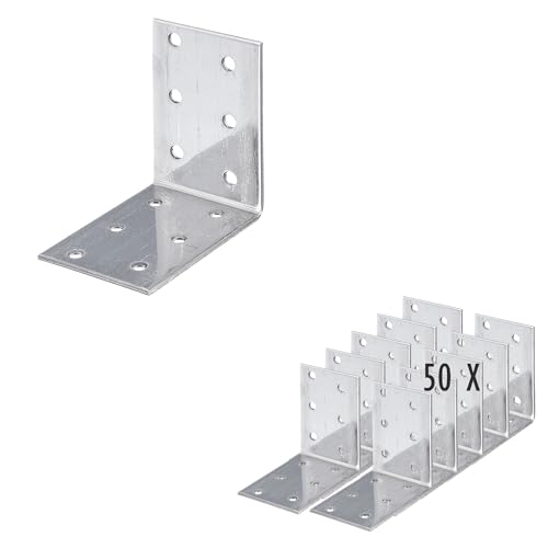 siwitec Lochplattenwinkel aus rostfreiem Edelstahl | 60 x 60 x 40 mm | 50 Stück | witterungsbeständige Holzverbinder | gleichschenklig | Lochplatten | Winkel von siwitec