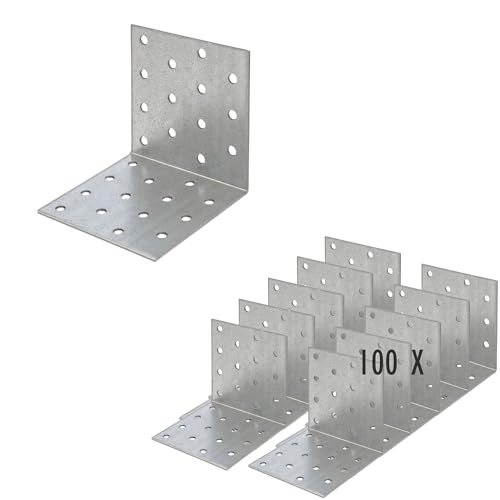 siwitec Lochplattenwinkel aus sendzimirverzinktem Stahl | 80 x 80 x 80 mm | 75 Stück | witterungsbeständige Holzverbinder | gleichschenklig | Winkel | Lochplatten von siwitec