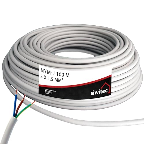 siwitec NYM-Kabel, NYM-J 3x1,5 mm², 100 m, Stromkabel, Mantelleitung, Installationskabel, Kabelring - Made in Germany von siwitec