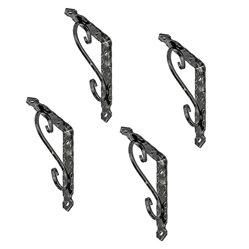 siwitec Schmiedeeiserne Konsole 150 x 110 mm schwarz im 4er-Set, Regalwinkel mit 65 kg Traglast von siwitec