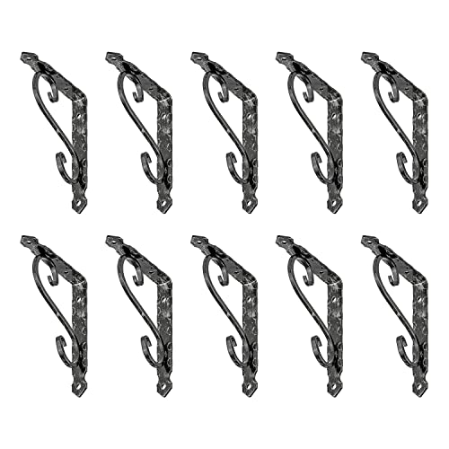 siwitec Schmiedeeiserne Konsole 200 x 150 mm schwarz im 10er-Set, Regalwinkel mit 65 kg Traglast von siwitec