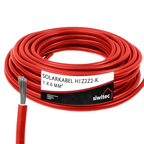 siwitec Solarkabel H1Z2Z2-K 1 x 6 mm²| 16 m Photovoltaik Kabel | Solarleitung | PV Kabel nach Maß | Meterware 5-100 m | Einzelleitung rot | Solar Kabel siwitec Solarkabel H1Z2Z2-K 1 x 6 mm²| 16 m Photovoltaik Kabel | Solarleitung | PV Kabel nach Maß | Meterware 5-100 m | Einzelleitung rot | Solar Kabel von siwitec
