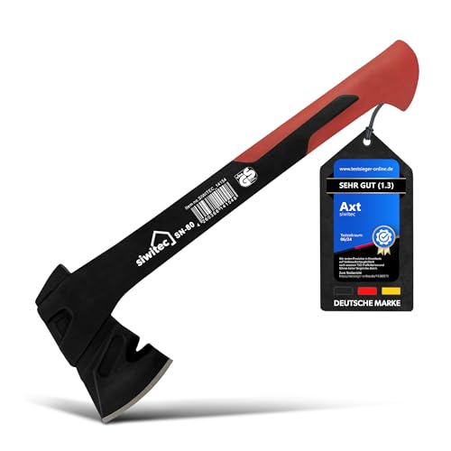 siwitec Universalaxt SN-80, Spaltaxt mit 800 Gramm Kopfgewicht, Axt zum Holz spalten mit glasfaserverstärktem Kunststoff-Stiel und C45 Carbon Klinge, Beil siwitec Universalaxt SN-80, Spaltaxt mit 800 Gramm Kopfgewicht, Axt zum Holz spalten mit glasfaserverstärktem Kunststoff-Stiel und C45 Carbon Klinge, Beil von siwitec