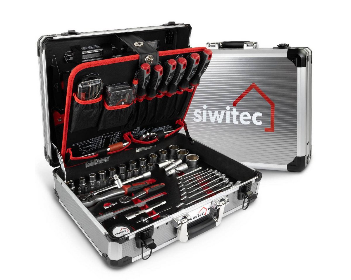 siwitec Werkzeugkoffer 139-teilig, Werkzeug Set CRV, Werkzeugkasten, Profi Werkzeugkoffer (139 St., enthält 139 Werkzeuge), vielseitig, ergonomisches Design, kompakt, leicht, handlich, 139 Teile von siwitec