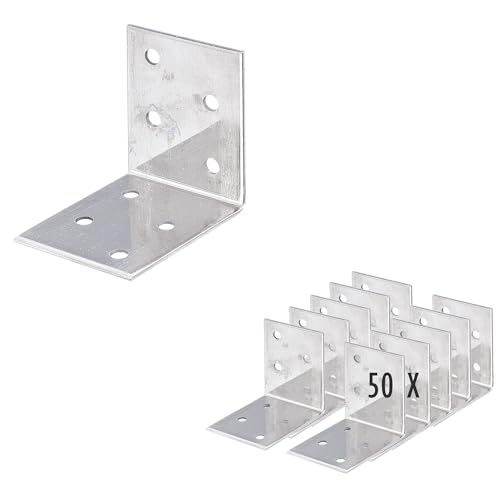 siwitec Winkelverbinder aus rostfreiem Edelstahl | 50 x 50 x 40 mm | 50 Stück | Holzverbinder mit Korrosionsschutz | gleichschenklig | für leichte Holzkonstruktionen von siwitec