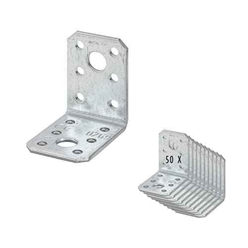 50 x siwitec Winkelverbinder aus sendzimirverzinktem Stahl, 105 x 105 x 90 mm, witterungsbeständige Holzverbinder, Stahlwinkel, Eckwinkel, 90 Grad Winkel, Bauwinkel von siwitec