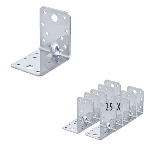 siwitec Winkelverbinder mit Sicke aus rostfreiem Edelstahl | 70 x 70 x 55 mm | 25 Stück | Holzverbinder mit Korrosionsschutz | Schwerlastwinkel für Holzkonstruktionen | Winkel | Verstärkung von siwitec