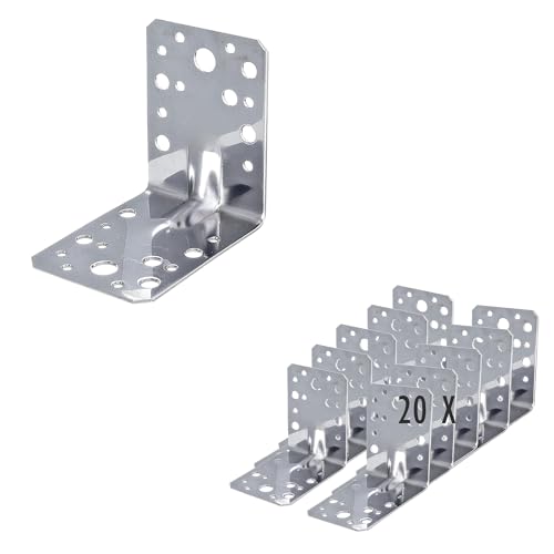 siwitec Winkelverbinder mit Sicke aus rostfreiem Edelstahl | 90 x 90 x 65 mm | 20 Stück | Holzverbinder mit Korrosionsschutz | Schwerlastwinkel für Holzkonstruktionen | Winkel | Verstärkung von siwitec