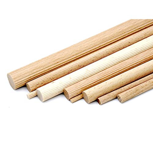 siwitec geriffelter Rundstab aus Holz, gerillt, Buche, 5er Set, 8mm, Dübelstange,Länge 1000 mm von siwitec