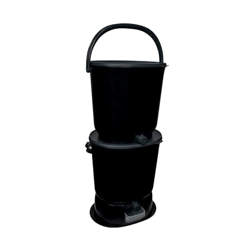 Skaza Bokashi Essential Biomülleimer Küche Set (2 x 15,3 Liter) + Base – Komposteimer Küche und Garten aus recyceltem Kunststoff – Starter Set + incl. 1 kg Fermentation Starter (Schwarz) von skaza Exceeding Expectations.