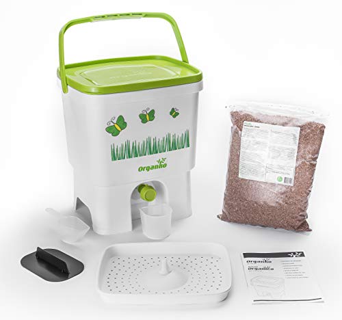 Skaza Bokashi Organico Einzelsatz - 16 Liter Biomülleimer mit Ferment - Innovativer Bio Abfalleimer - Komposteimer für Küchenabfälle und Kompost (Weiß/Limette) von skaza Exceeding Expectations.