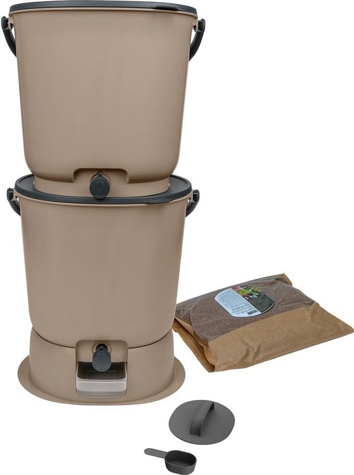 skaza Exceeding Expectations Biomülleimer Bokashi Organko Essential SET, Küchenkomposter 15,3L 2er Set Geruchsdicht Bokashi Fermentation Starte von skaza Exceeding Expectations