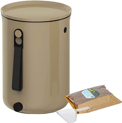 Skaza Bokashi Organko 2 (9,6 Liter) | Bio Küche Mülleimer aus Recyceltem Kunststoff | Starterset für Küchenabfälle und Kompostierung | +1 Kg EM Fermentieren Aktivator (Cappuccino) von skaza Exceeding Expectations.