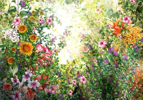 Fototapete 3d effekt Sonnenblumen Tapete Schlafzimmer Wohnzimmer Aquarell Handgemalt Blumen Und Gräser Sonnenblumen Tropischer Wald 250cmx175cm Wandbelag, Wandbild, Wanddeko von skdhlifpj